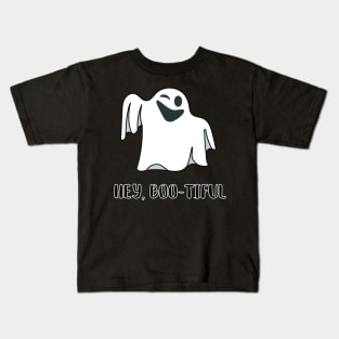 Hey, boo-tiful, funny halloween ghost Kids T-Shirt